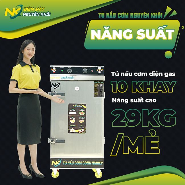 Năng suất của tủ cơm 10 khay