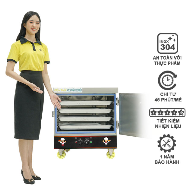 Tủ nấu cơm công nghiệp 4 khay điện có điều khiển