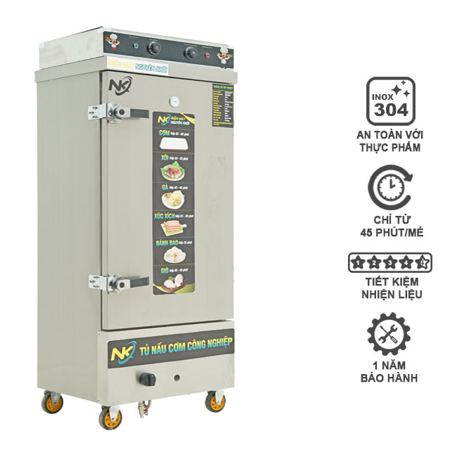 Tủ nấu cơm công nghiệp 10 khay điện gas có điều khiển