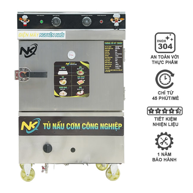 Tủ cơm công nghiệp 4 khay điện gas có điều khiển