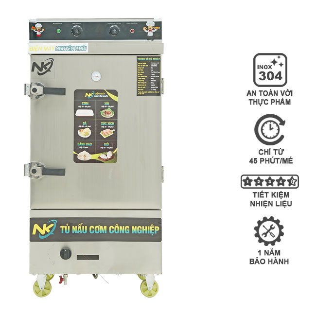 Tủ cơm công nghiệp 8 khay điện gas có điều khiển