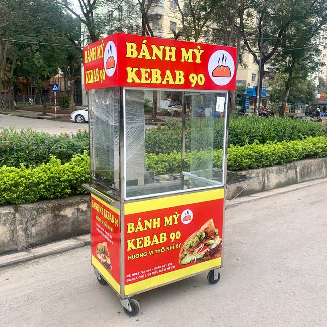Xe đẩy bán bánh mì Kebab Nguyên Khôi, xe bánh mì