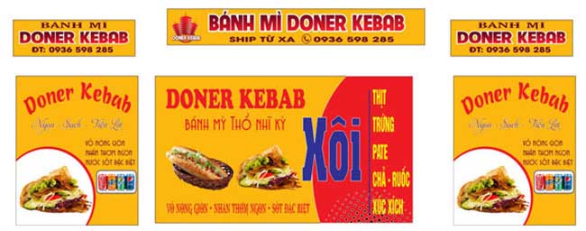 decal cam đỏ xe xôi bánh mì Doner Kebab