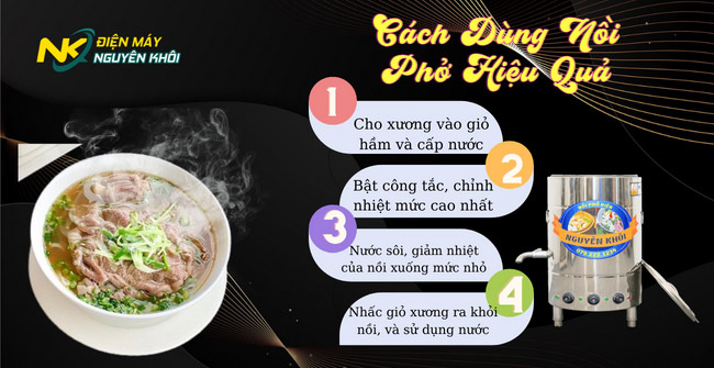 Lưu ý khi sử dụng nồi điện nấu phở, Cách sử dụng nồi nấu phở bằng điện