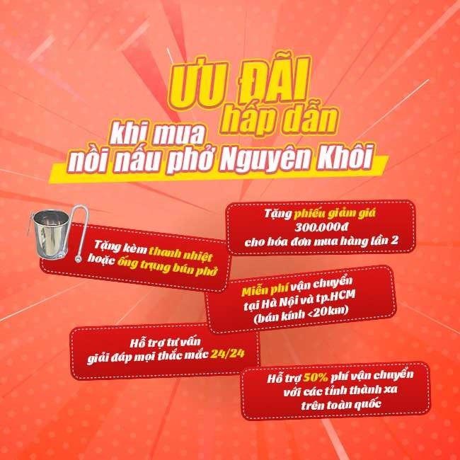Ưu đãi lớn khi mua nồi nấu nước phở điện Nguyên Khôi tại Buôn Mê Thuột Ưu đãi lớn khi mua nồi nấu nước phở điện Nguyên Khôi tại Buôn Mê Thuột