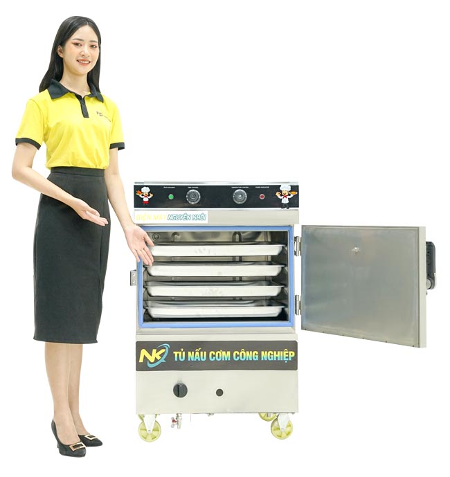 Tủ nấu cơm điện gas 4 khay Tủ cơm công nghiệp 4 khay