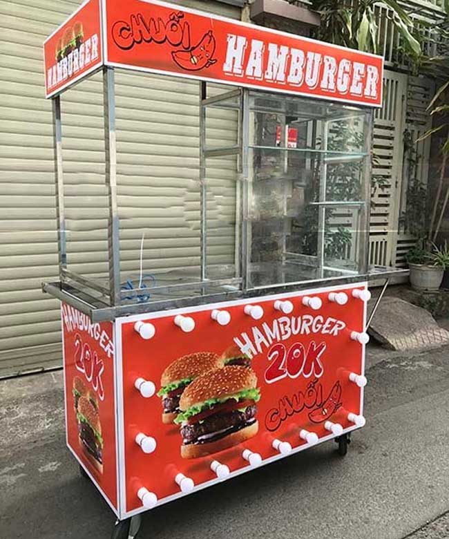 Xe bánh mì hamburger 20k decal đỏ