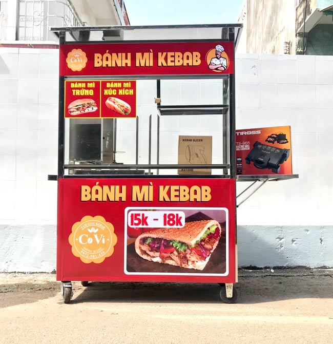 Xe đẩy bán bánh mì Kebab 1m5