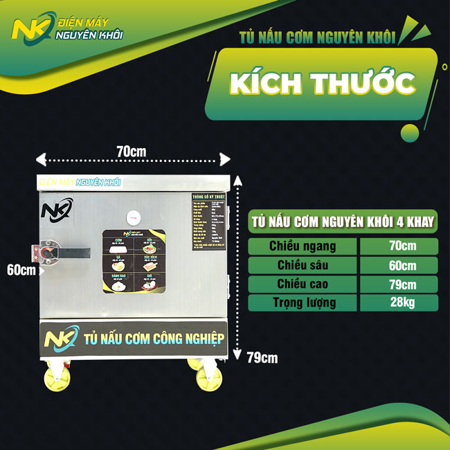 Tủ điện nấu cơm 4 khay