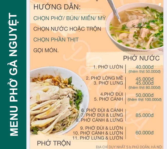 Khám phá menu quán phở gà đắt nhất nhì Hà Nội