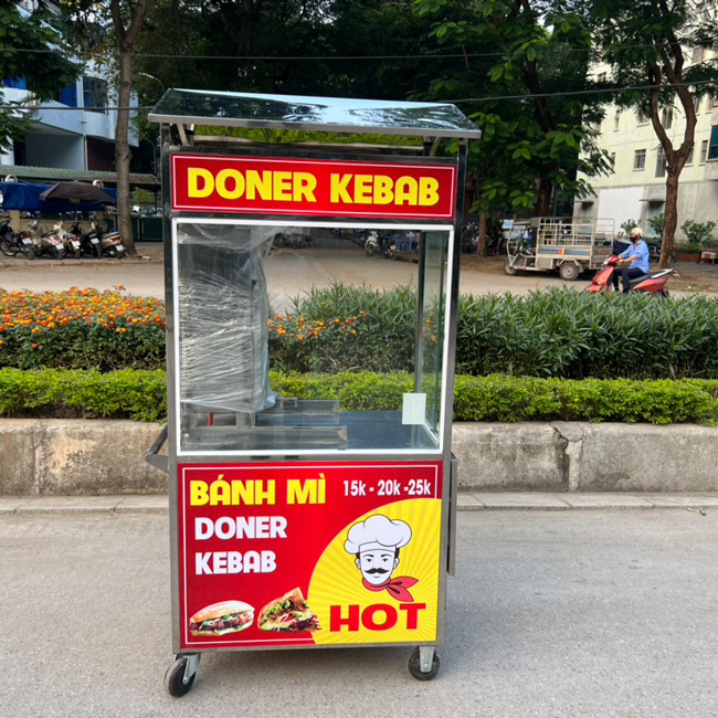 Xe Bánh Mì Doner Kebab 1m (Có mái che)