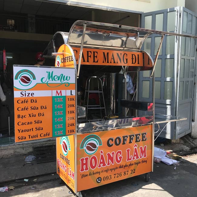 Xe bán cafe kèm menu 