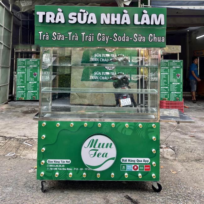 xe tra sua inox xanh la hien dai Thiết kế xe hiện đại