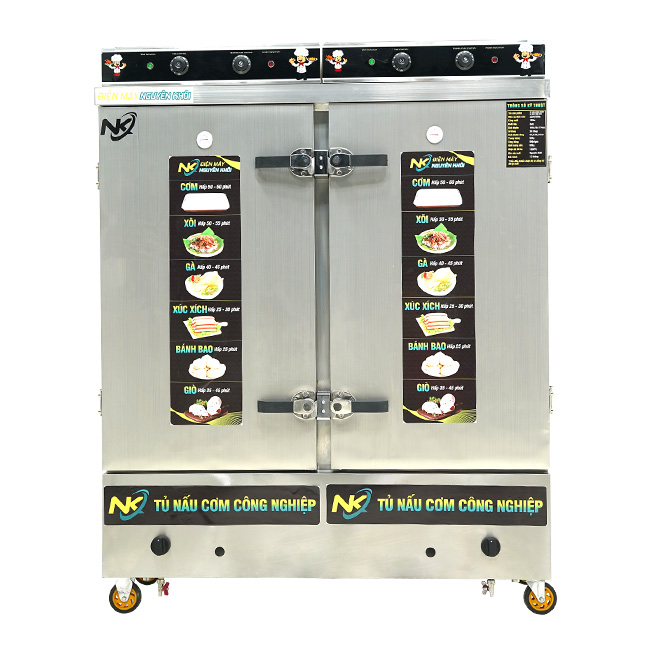 Tủ nấu cơm 24 khay điện gas liền điều khiển