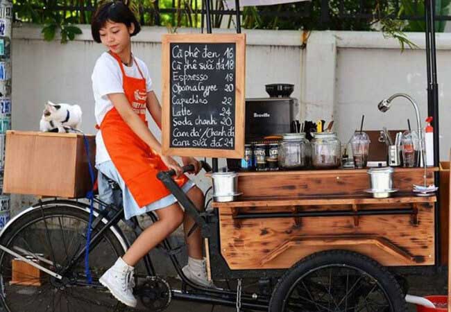Thiết kế xe đạp bán cafe cồng kềnh 