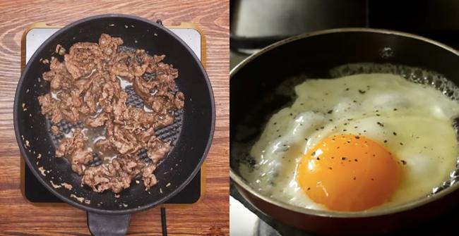 Xào thịt bò và chiên trứng 