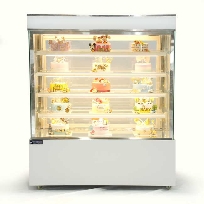 Tủ bánh kem 1m5 kính vuông 5 tầng