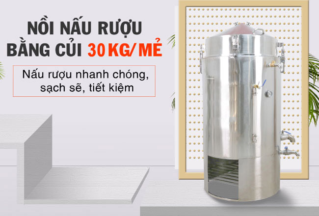 Nồi nấu rượu bằng củi 30kg Quang Huy 