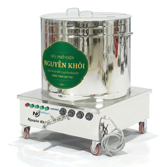 Nồi nấu phở 200 lít liền điều khiển hầm xương, nấu nước lèo
