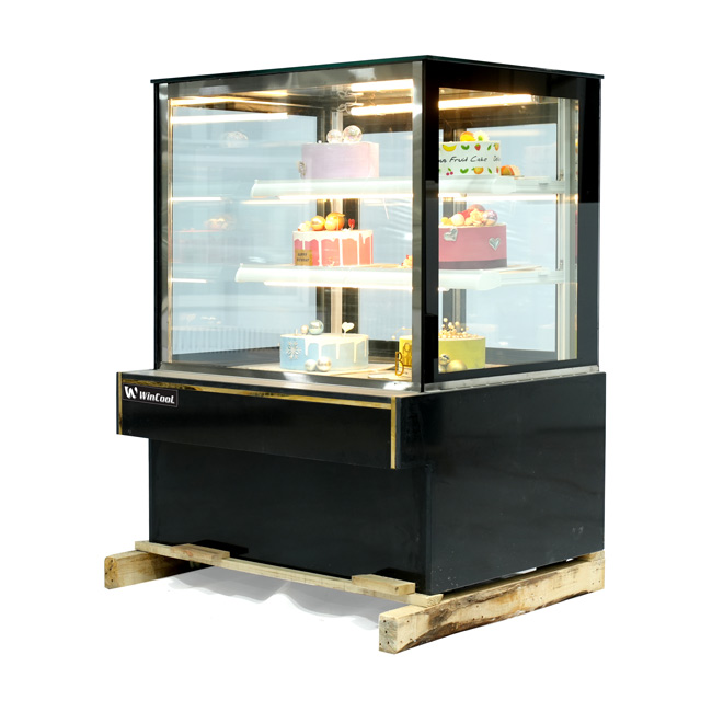 Tủ bánh kem 90cm kính vuông 3 tầng mới