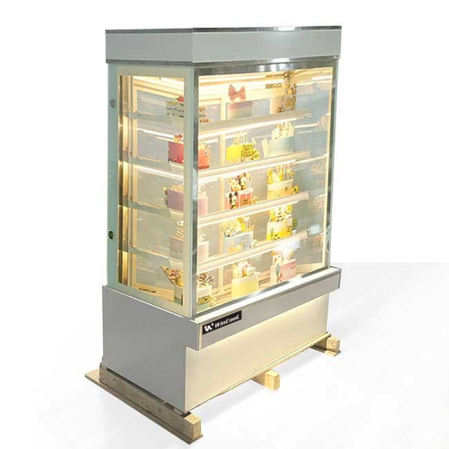Tủ bánh kem 1m2 kính vuông 5 tầng mới