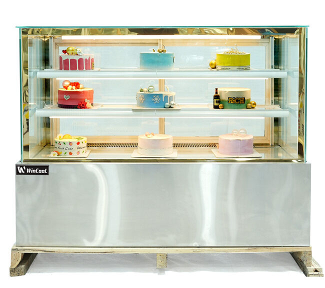 Tủ bánh kem 1m5 kính vuông inox 3 tầng