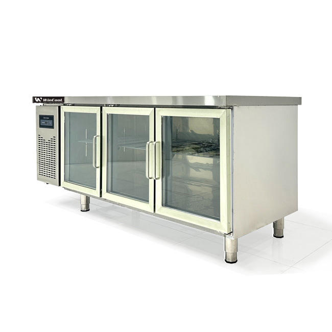 Tủ mát bàn chặt 1m8 330L cánh kính (làm lạnh trực tiếp)