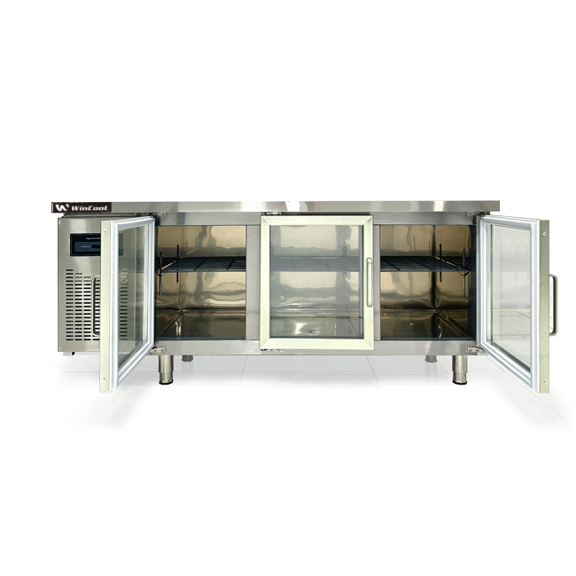 Tủ mát bàn chặt 1m8 330L cánh kính (làm lạnh trực tiếp)