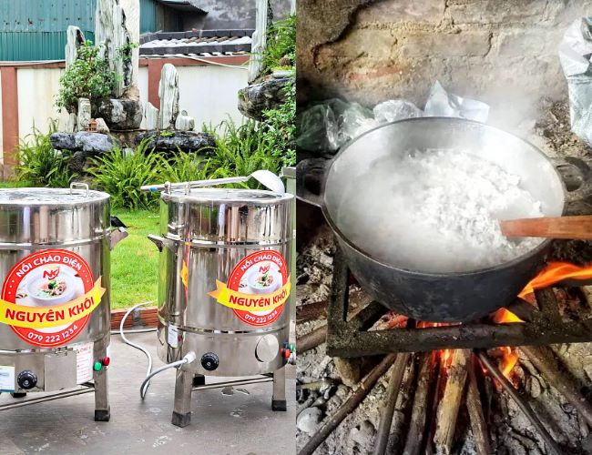 So sánh nồi cháo điện và nồi gang