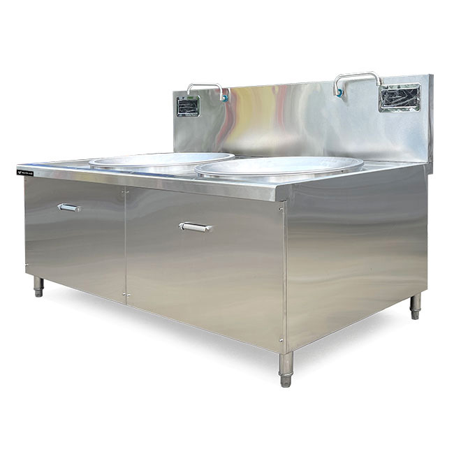 Bếp xào điện từ 2 họng liền chảo 40kW