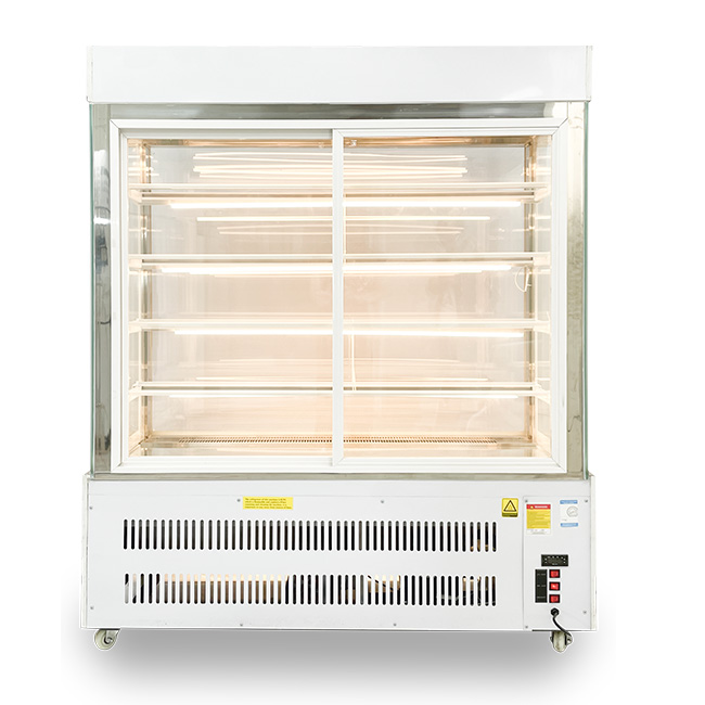 Tủ bánh kem 1m5 kính vuông 5 tầng mới mẫu trắng