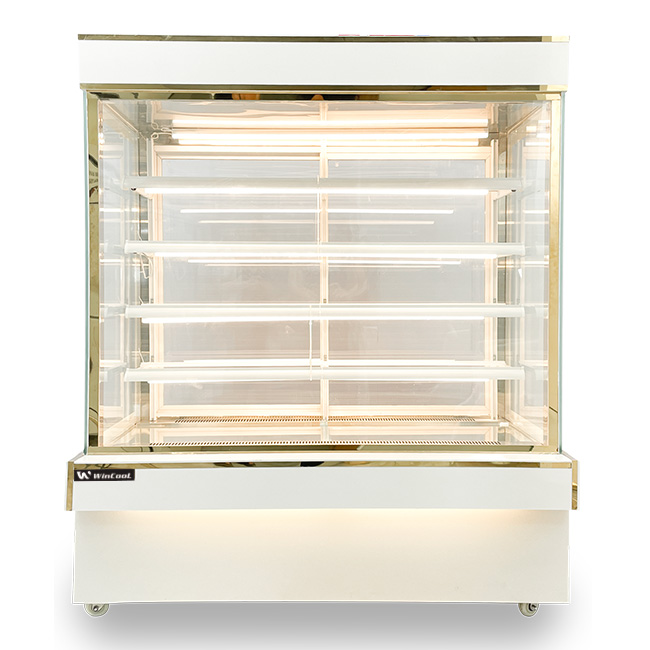 Tủ bánh kem 1m5 kính vuông 5 tầng mới mẫu trắng