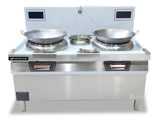 Bếp x&agrave;o điện từ 2 họng c&oacute; bầu nước 30kW